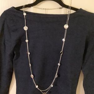 Double Strand Silver Necklace with Disks